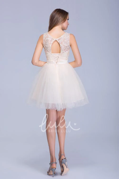 Illusion Sleeveless Tulle Homecoming Dress with Lace Bowknot Modern & Classy