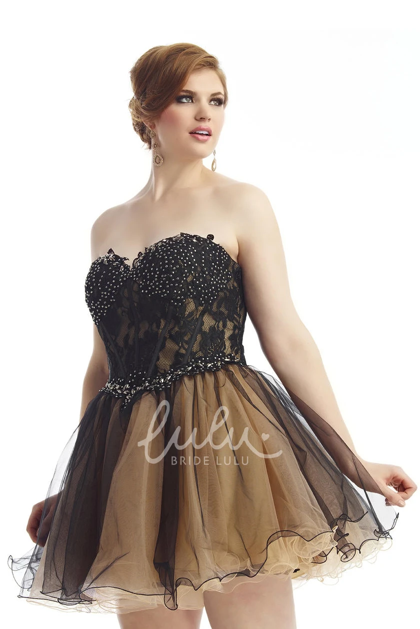 Lace Applique A-line Sweetheart Short Dress