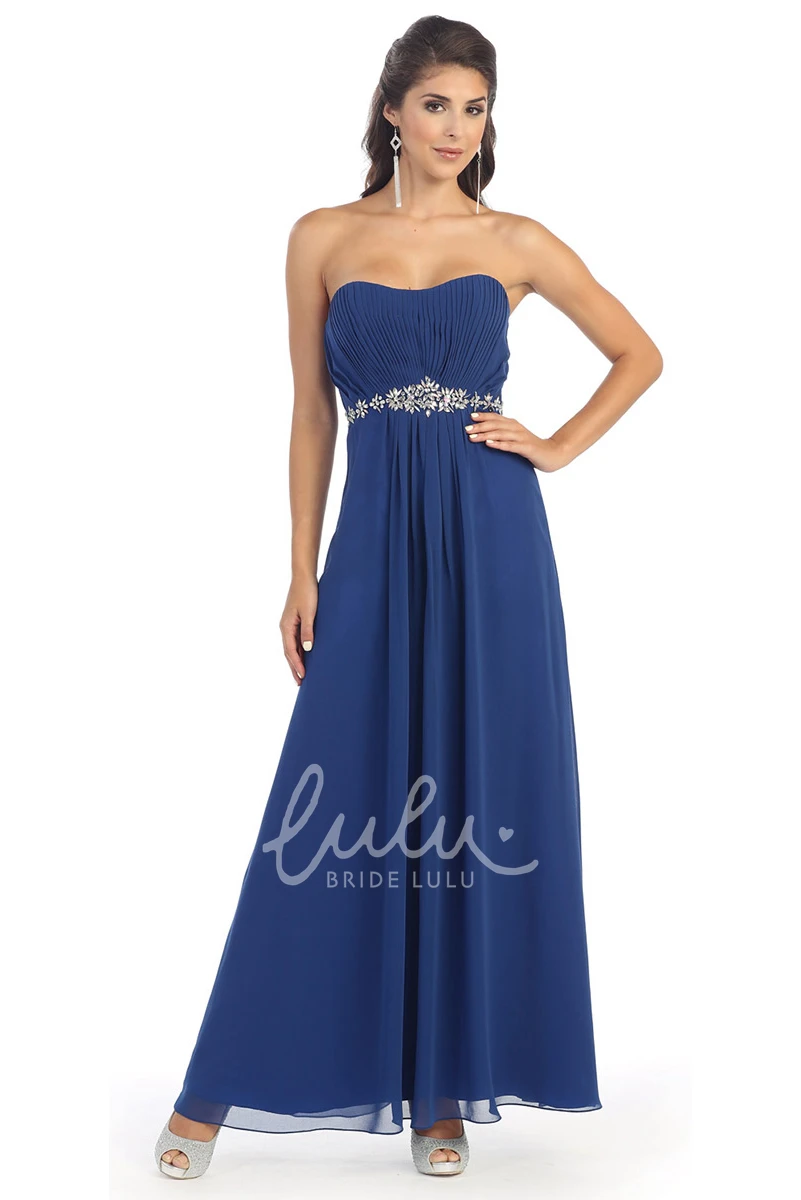 Chiffon Strapless A-Line Dress with Corset Back and Pleats Bridesmaid Dress