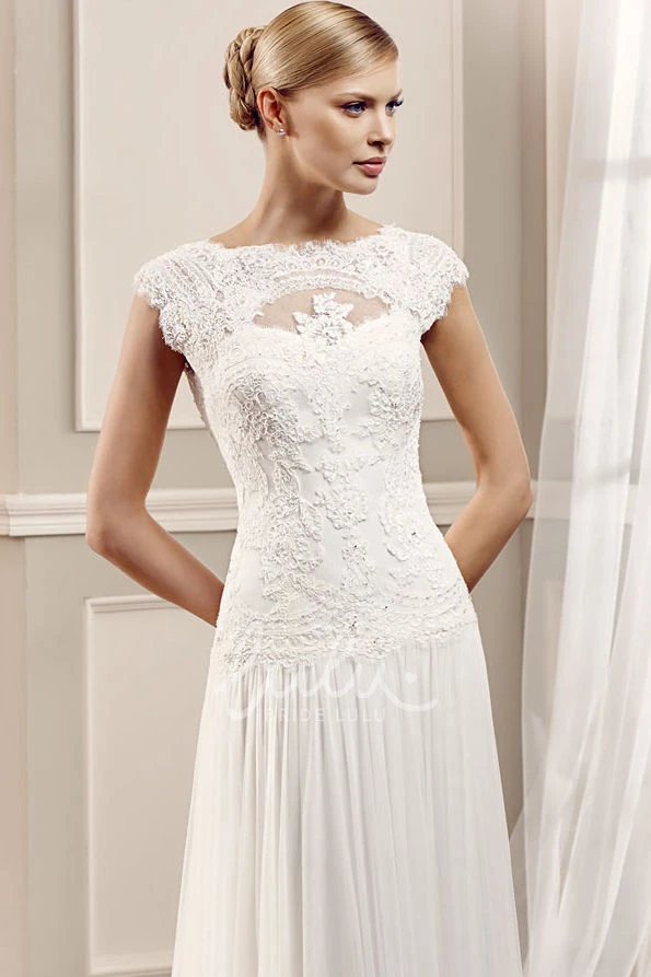 Illusion Sleeveless Chiffon&Lace Wedding Dress