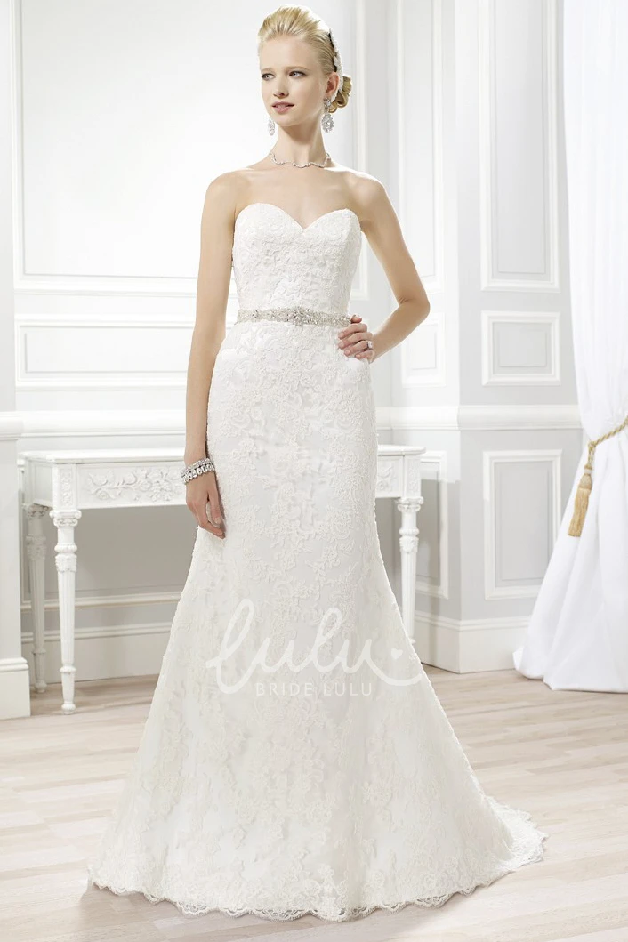 Sheath Lace Wedding Dress Sweetheart Neckline Jeweled Sleeveless