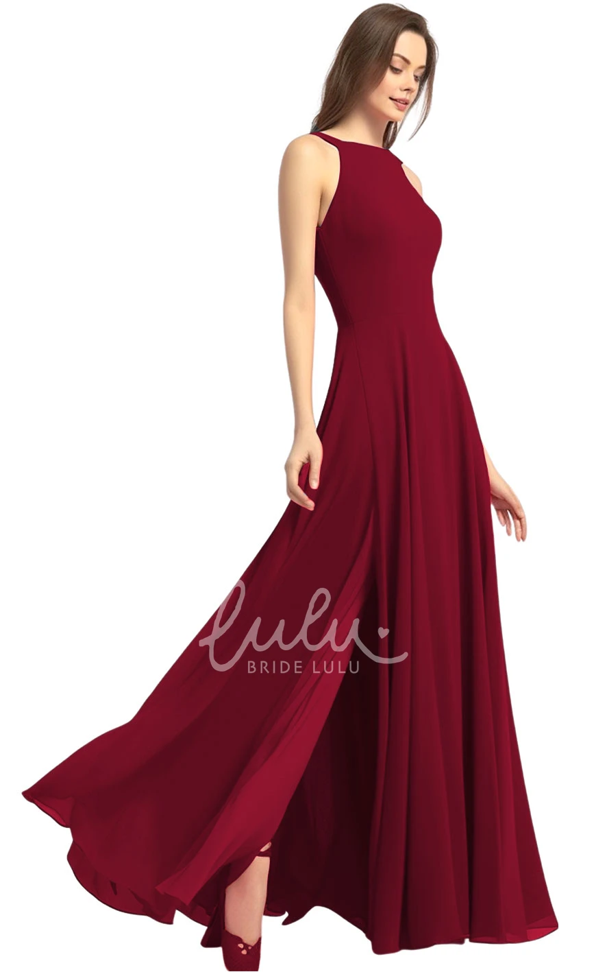 Casual A-Line Chiffon Bridesmaid Dress with Halter Neck and Split Front 2025 Classy