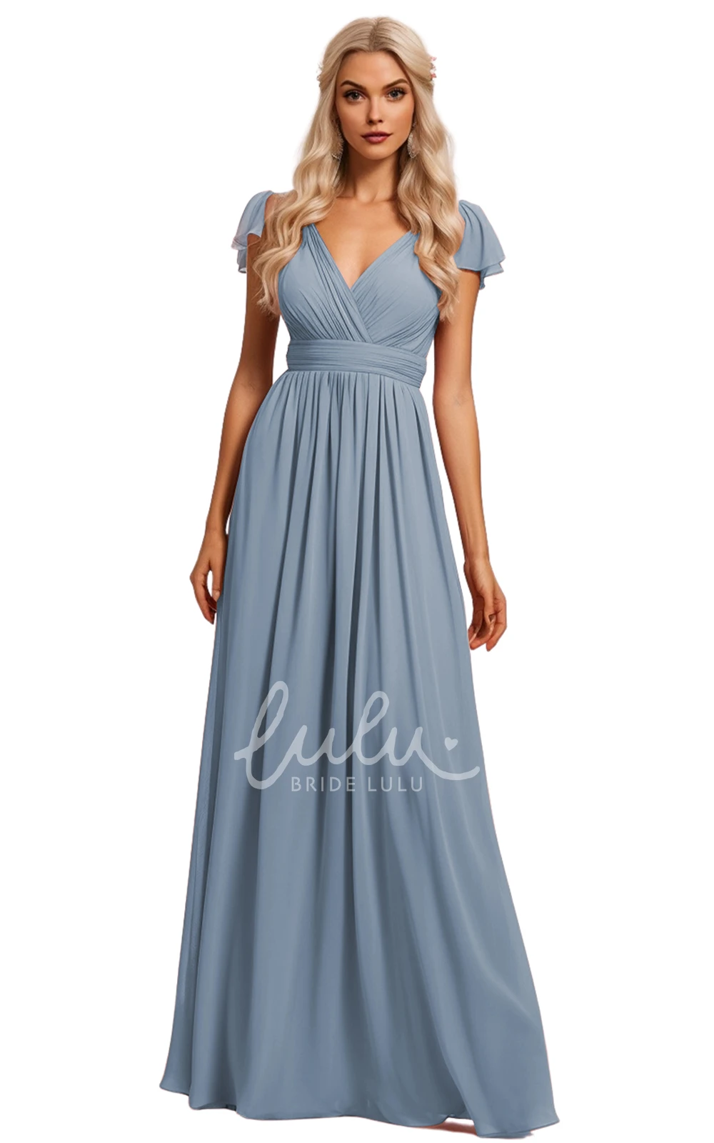 Bohemian A-Line Chiffon Bridesmaid Dress with V-neck and Deep-V Back 2025 Unique