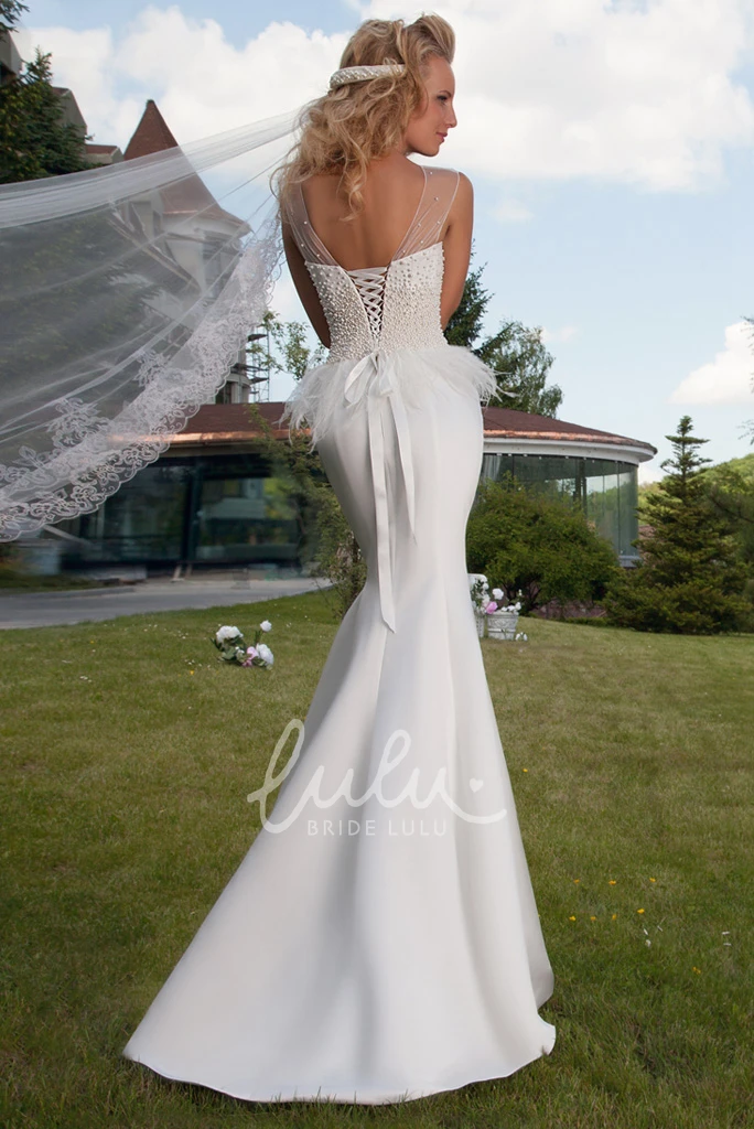 Beaded Jersey Wedding Dress with Lace-Up Jewel Floor-Length