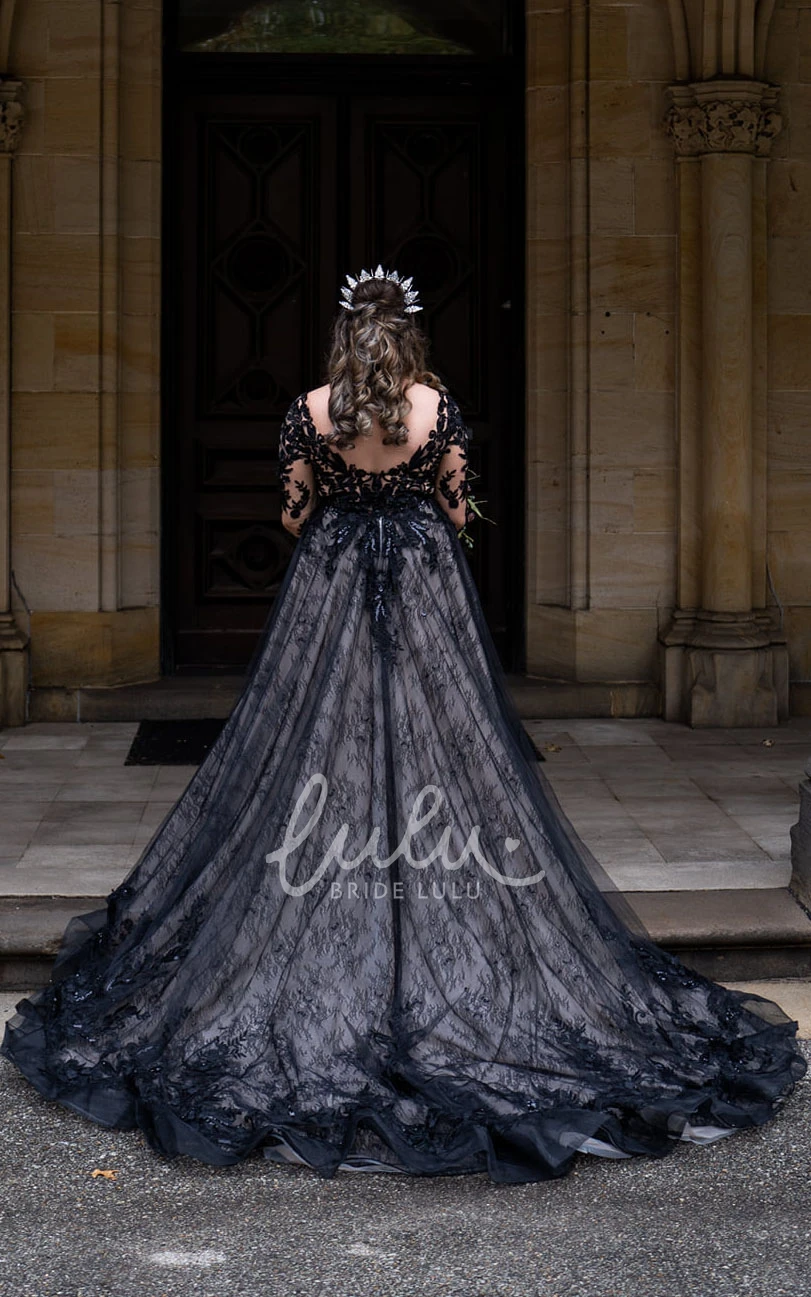 Modest A-Line Tulle Wedding Dress V-Neck with Appliques Country Style