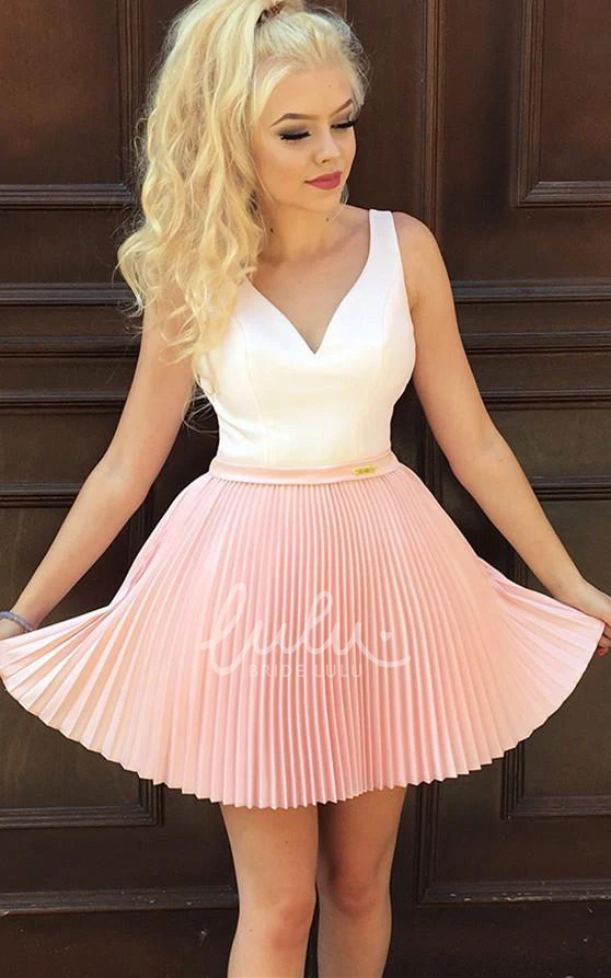 Simple Sleeveless Satin A-Line Cocktail Dress with Illusion Formal Dress