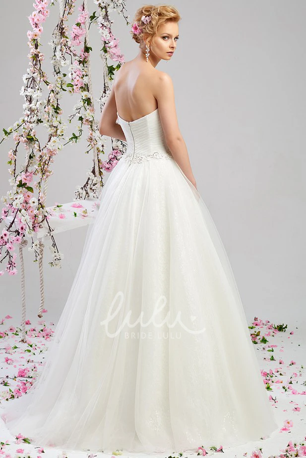 Sweetheart Tulle A-Line Wedding Dress Floor-Length Appliques