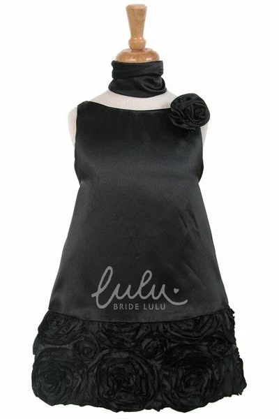 Embroidered Cape Midi Lace&Charmeuse Flower Girl Dress