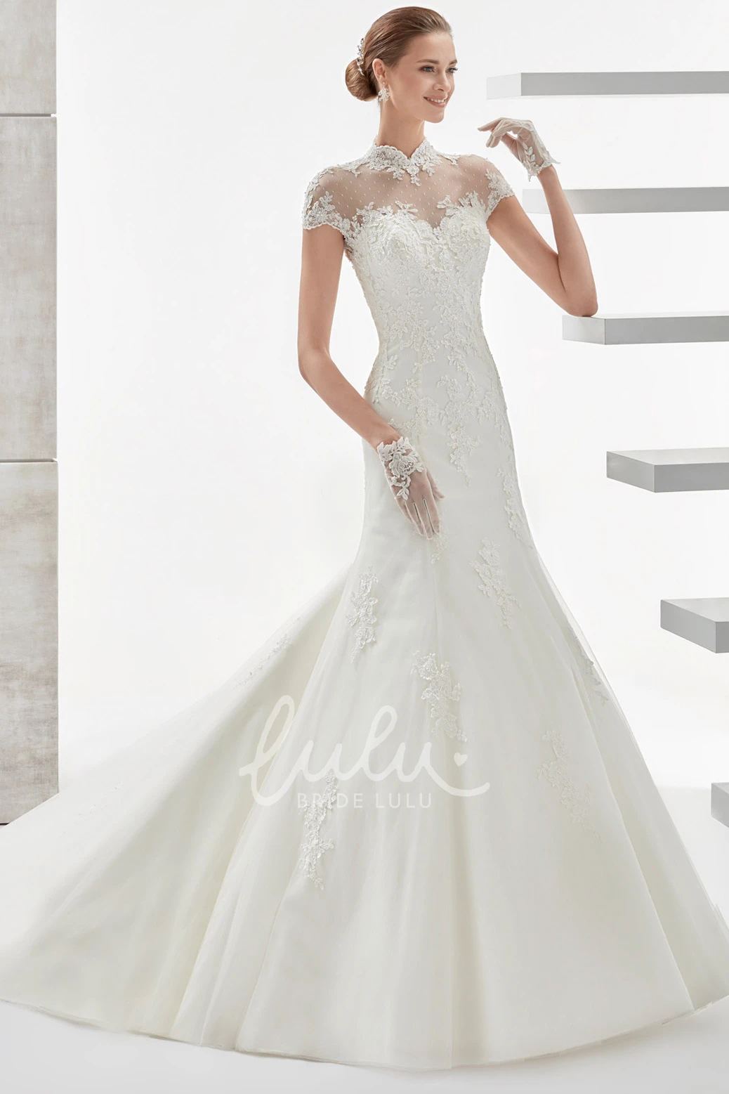 Illusion Mermaid T-Shirt Sleeve Wedding Dress