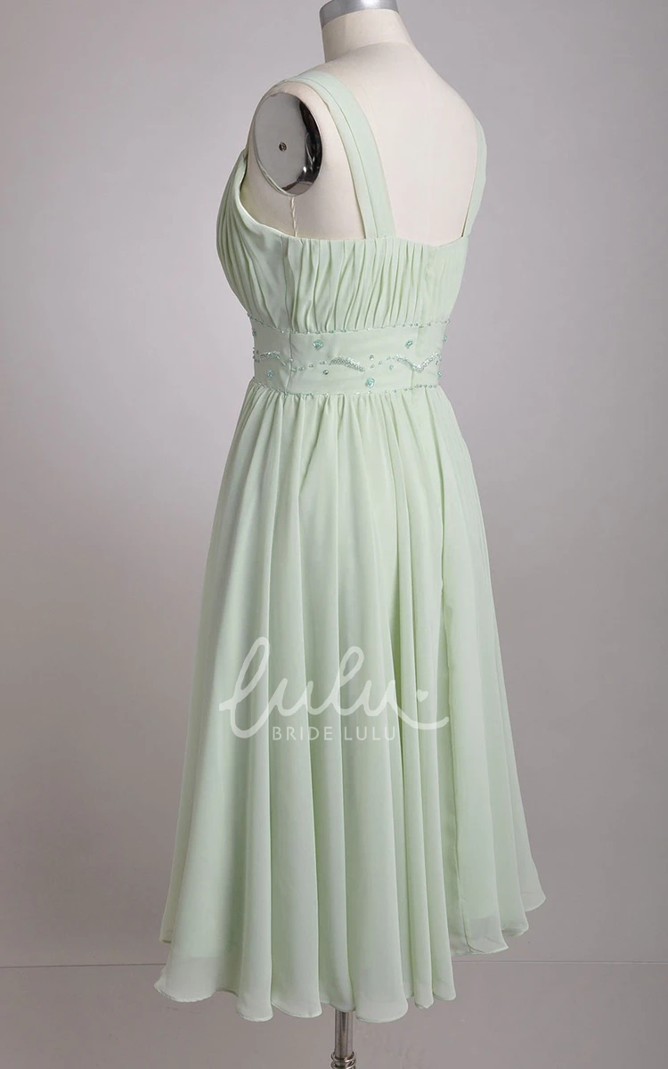 A-line Chiffon Bridesmaid Dress with Broad Straps in V-Neckline