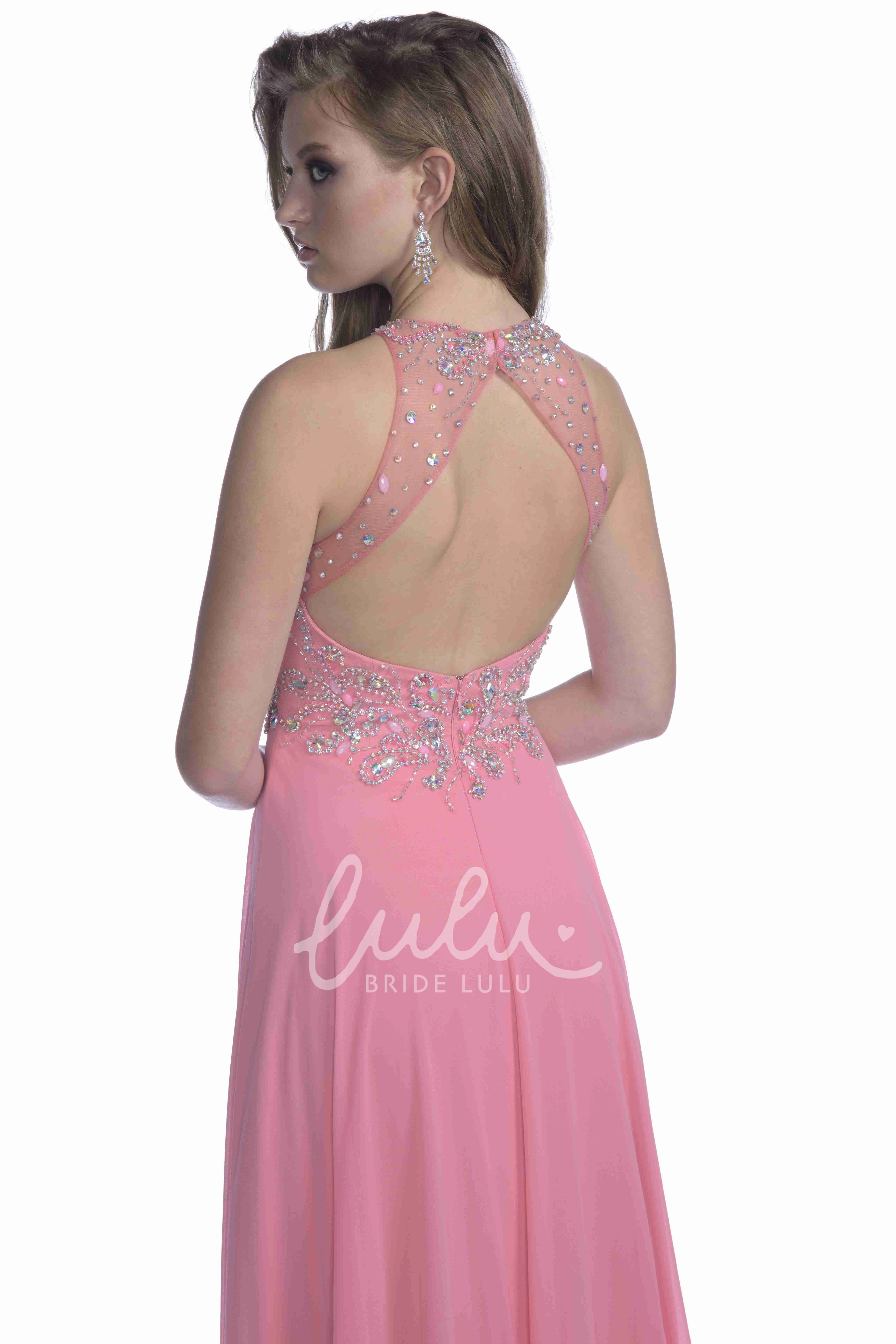 Draped Chiffon Cap Sleeve Prom Dress with Beaded Bodice and Flowy Skirt