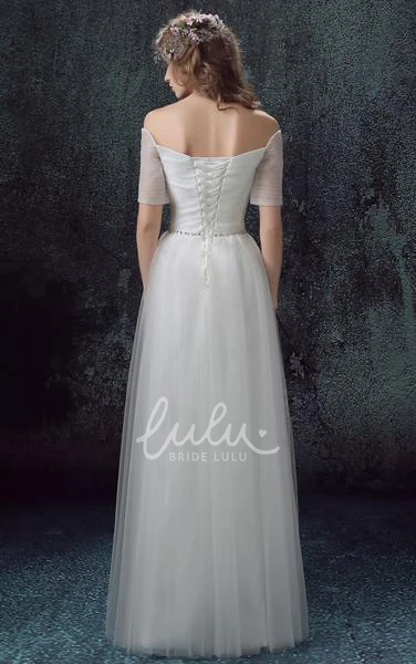 Off-The-Shoulder Lace Maxi Dress with Lace-Up Back