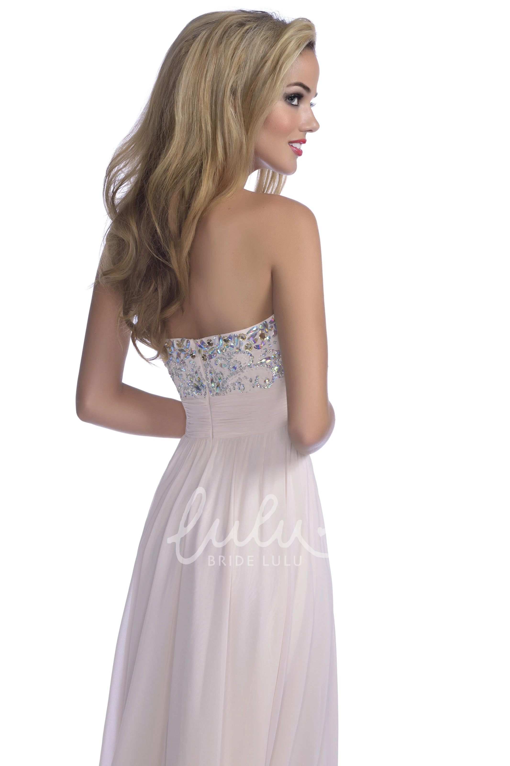 Sophisticated Sweetheart A-Line Prom Dress with Rhinestone Bodice and Side Slit Elegant Formal Dress