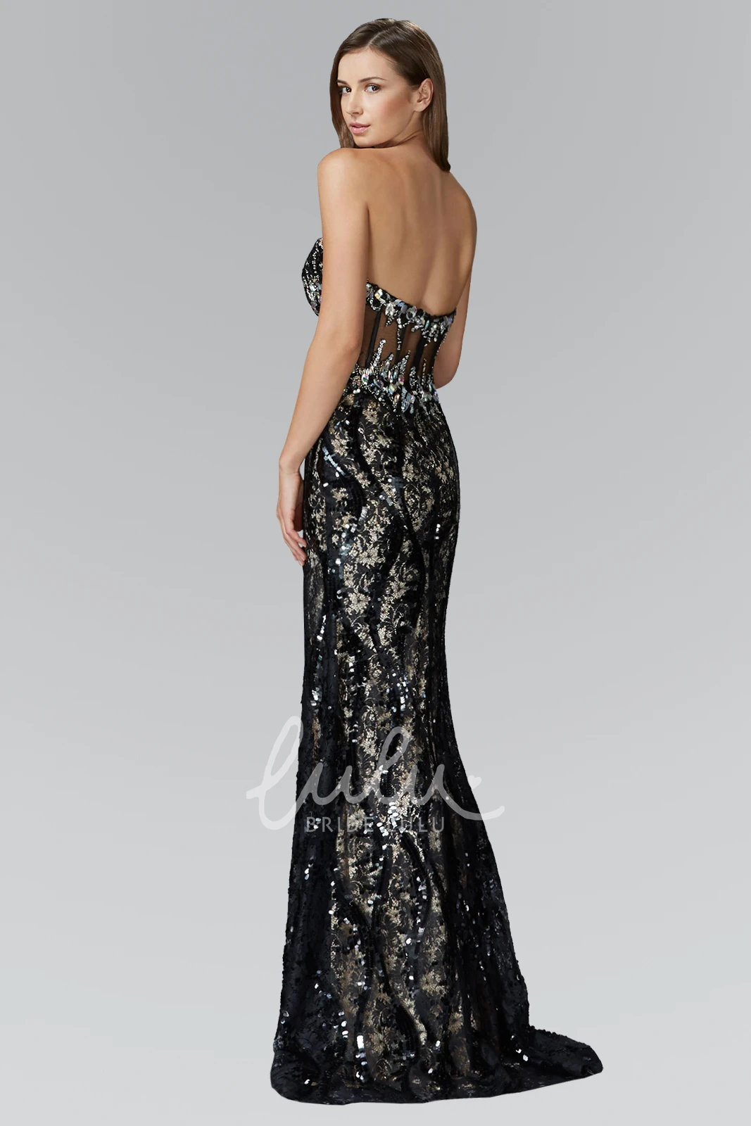 Sweetheart Sheath Prom Dress with Beading Split Front and Sleeveless Lace Back