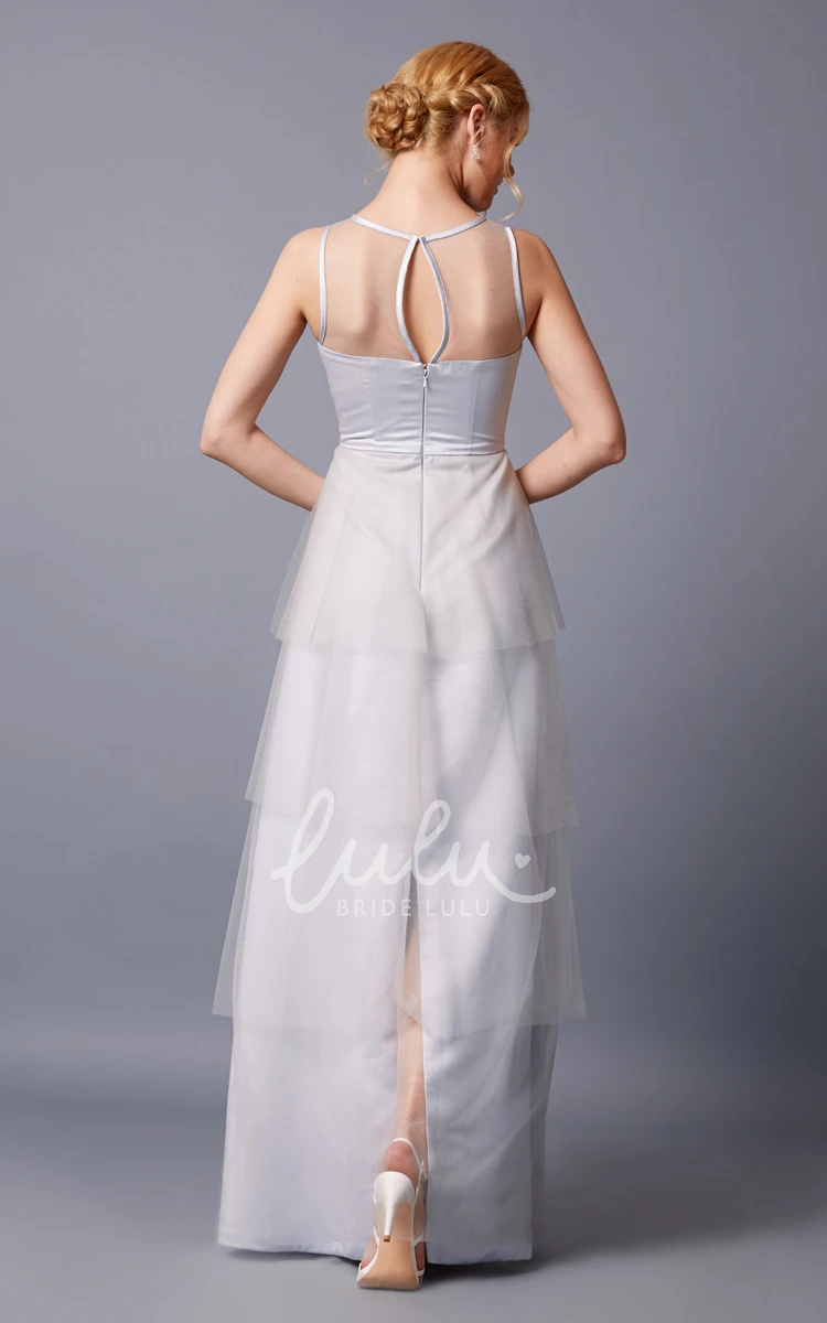 Strapless Bateau Neck Long Tulle Dress with Keyhole Unique Prom Dress 2025