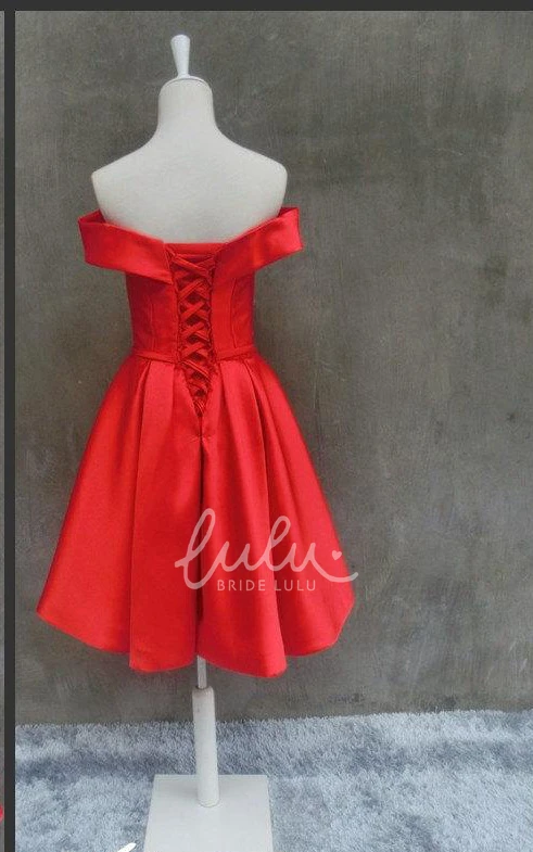 Satin Lace-up Back Dress with Off-Shoulder Design for Formal Occasions
