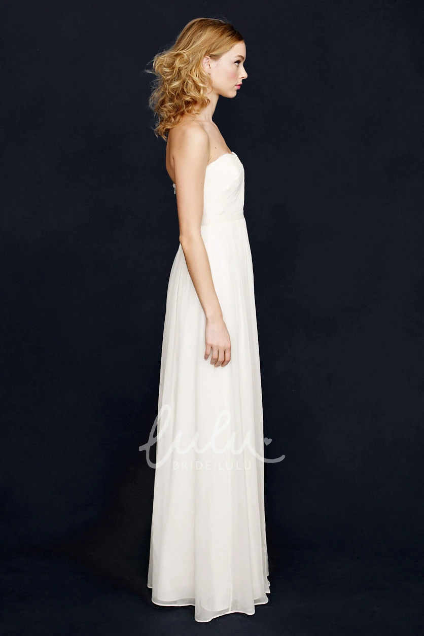 A-Line Empire Ruched Notched Long Wedding Dress Timeless Bridal Gown