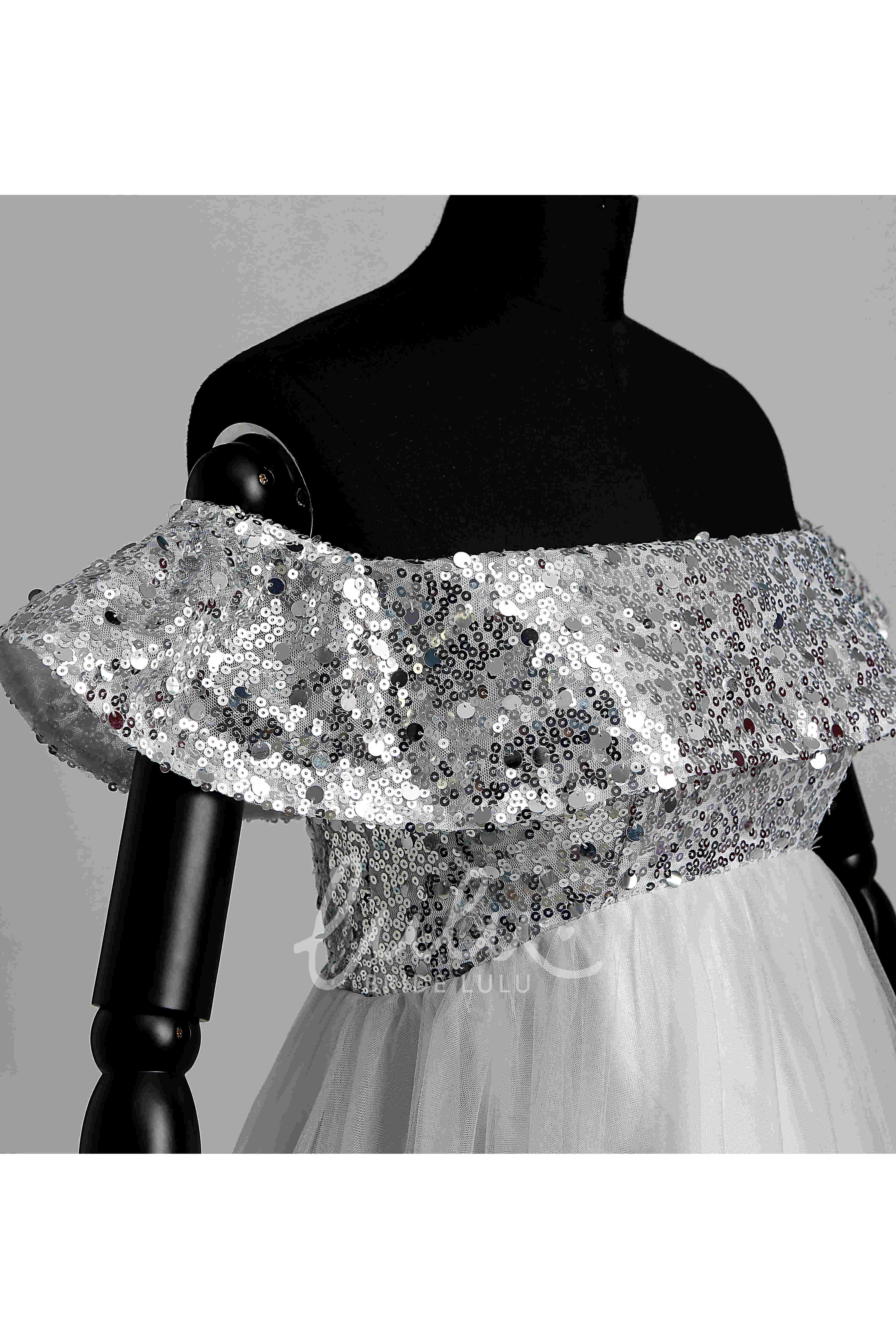 Maternity A-line Tulle Dress with Beading and Pleats Bridesmaid Dress