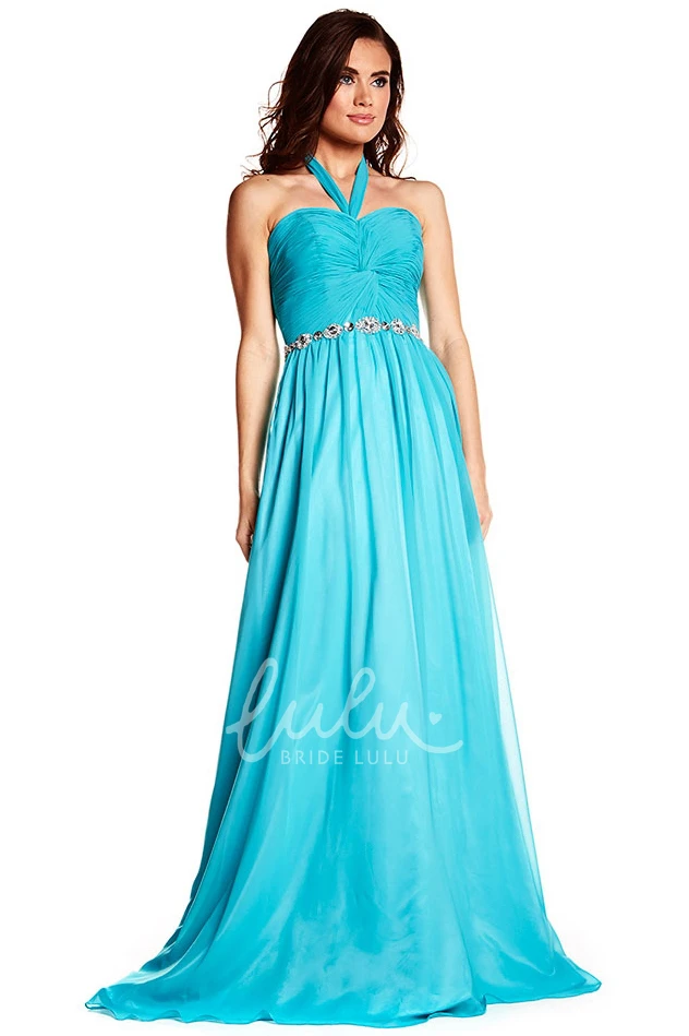 Criss-Cross Halter Chiffon Prom Dress Sleeveless Floor-Length