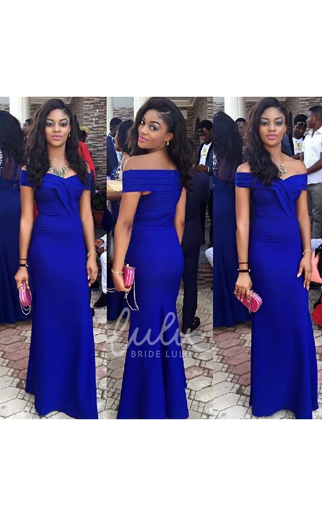 Royal Blue Mermaid Prom Dress Off Shoulder Floor Length Elegant Gown