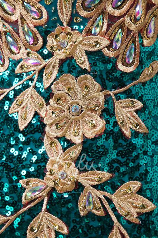 Sequined V Neck Tulle Dress Long Bridesmaid Dress