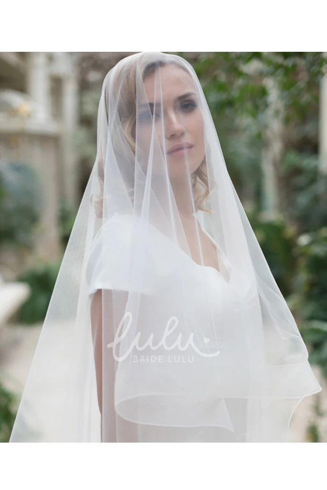 Soft Tulle Long Wedding Veil with Trailing
