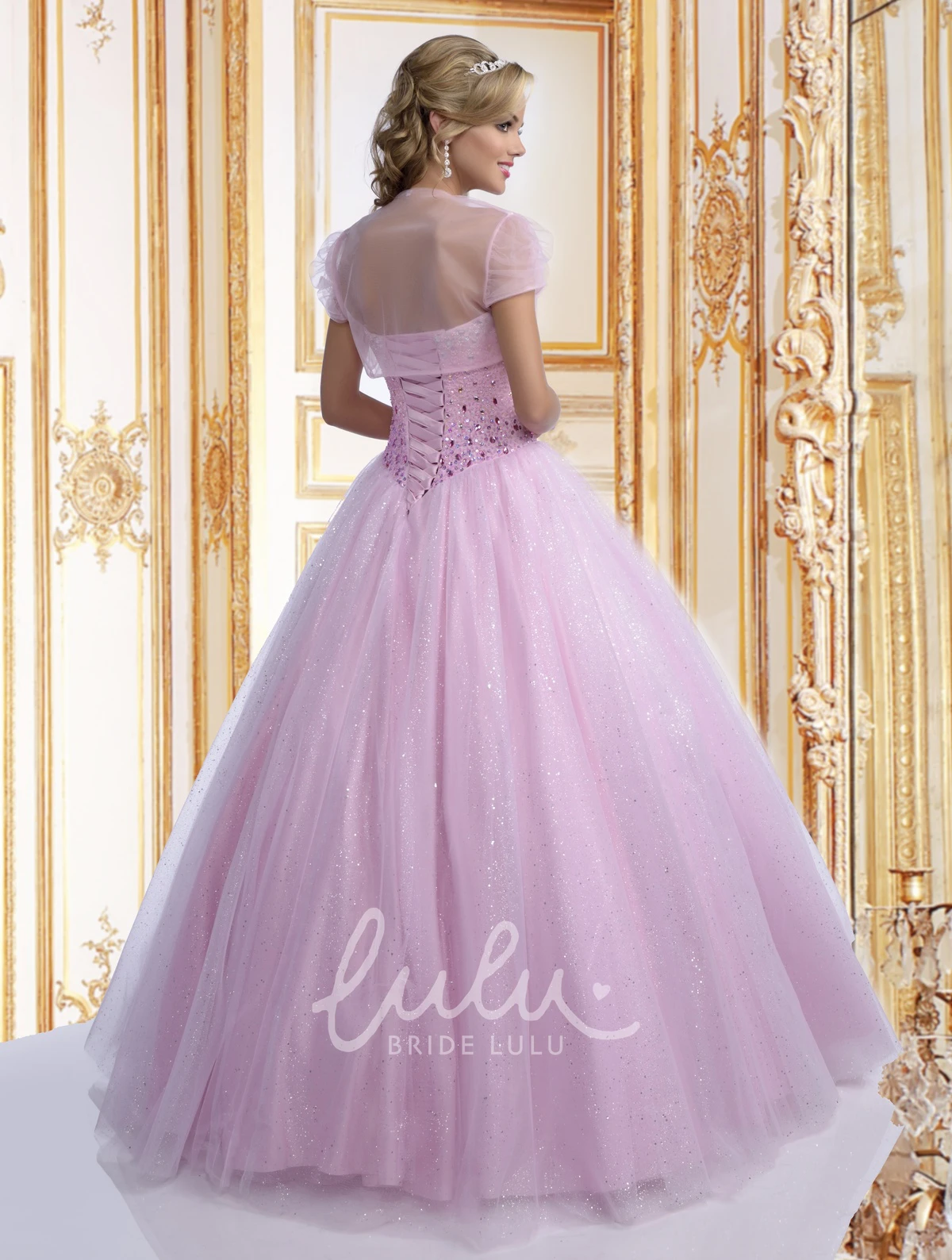 Beaded Corset Lace-Up Tulle Quinceanera Dress for Women