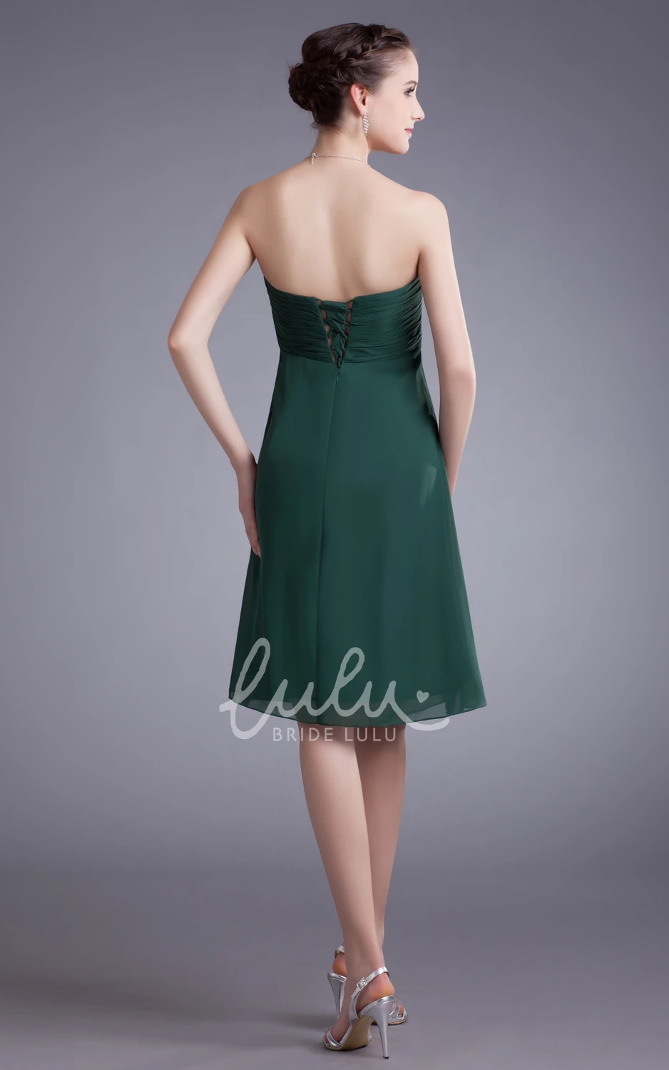 A-Line Knee Length Chiffon Prom Dress with Draping and Ruching Elegant Prom Dress 2025