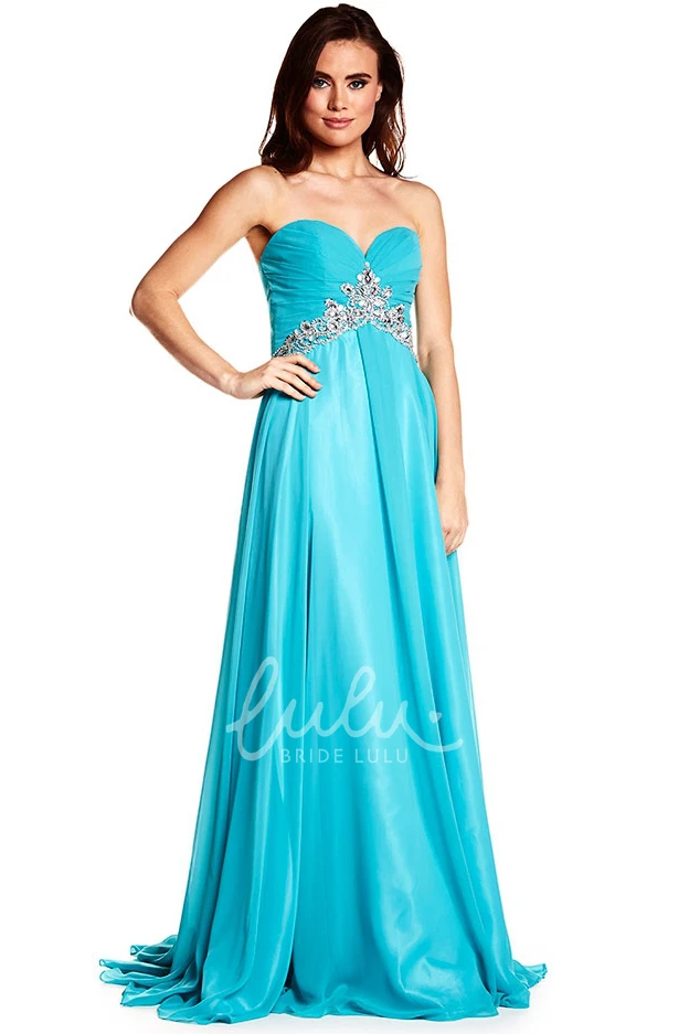 Sweetheart Sleeveless Criss-Cross Chiffon Prom Dress Flowy Prom Dress
