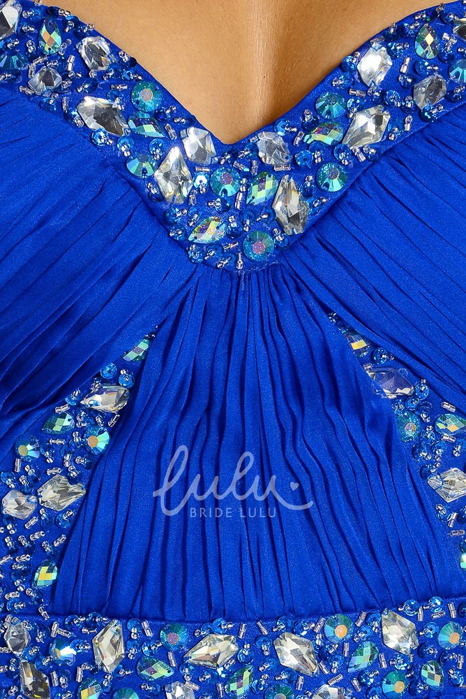 Ankle-Length Chiffon Prom Dress Sleeveless Sweetheart Beaded Backless