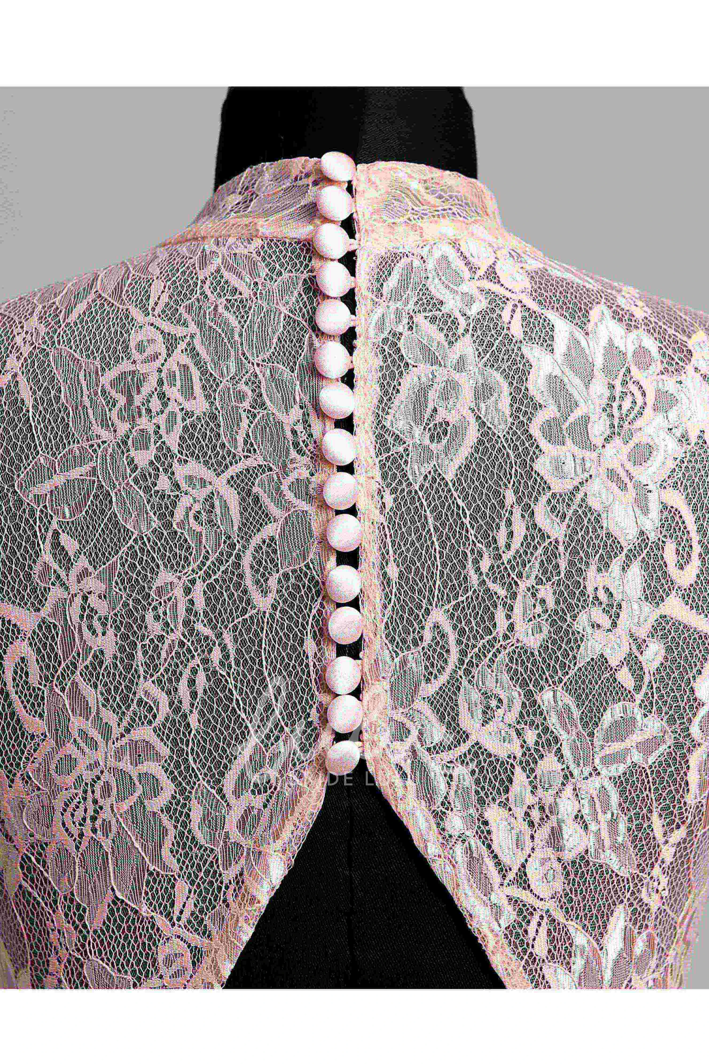 Sleeveless High Neck Lace Bridesmaid Dress with A-line Silhouette