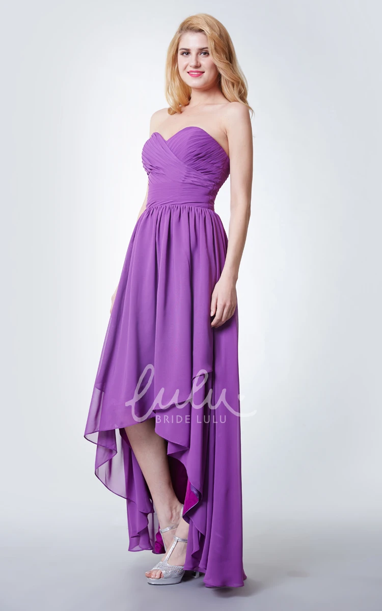 High Low Chiffon Bridesmaid Dress Sweetheart Unique Classy