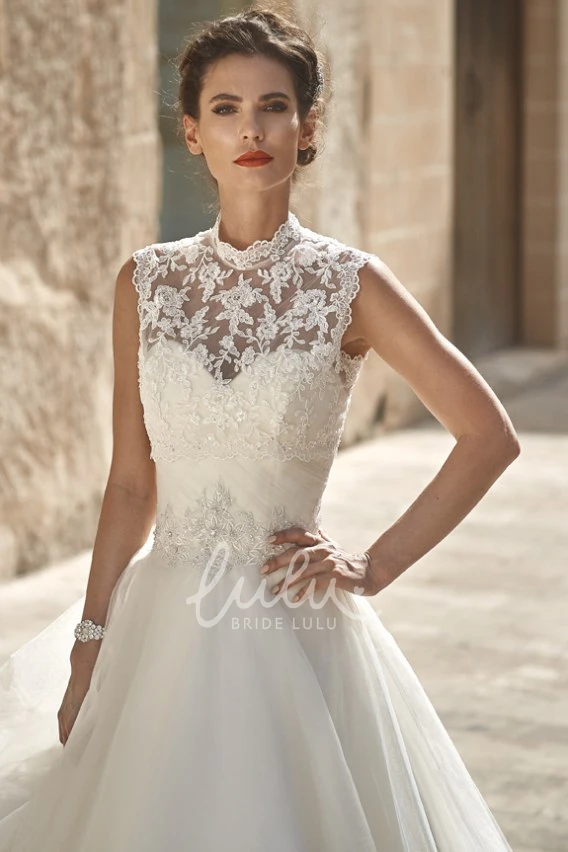 A-Line Tulle Sweetheart Sleeveless Jeweled Wedding Dress Modern Wedding Dress 2025