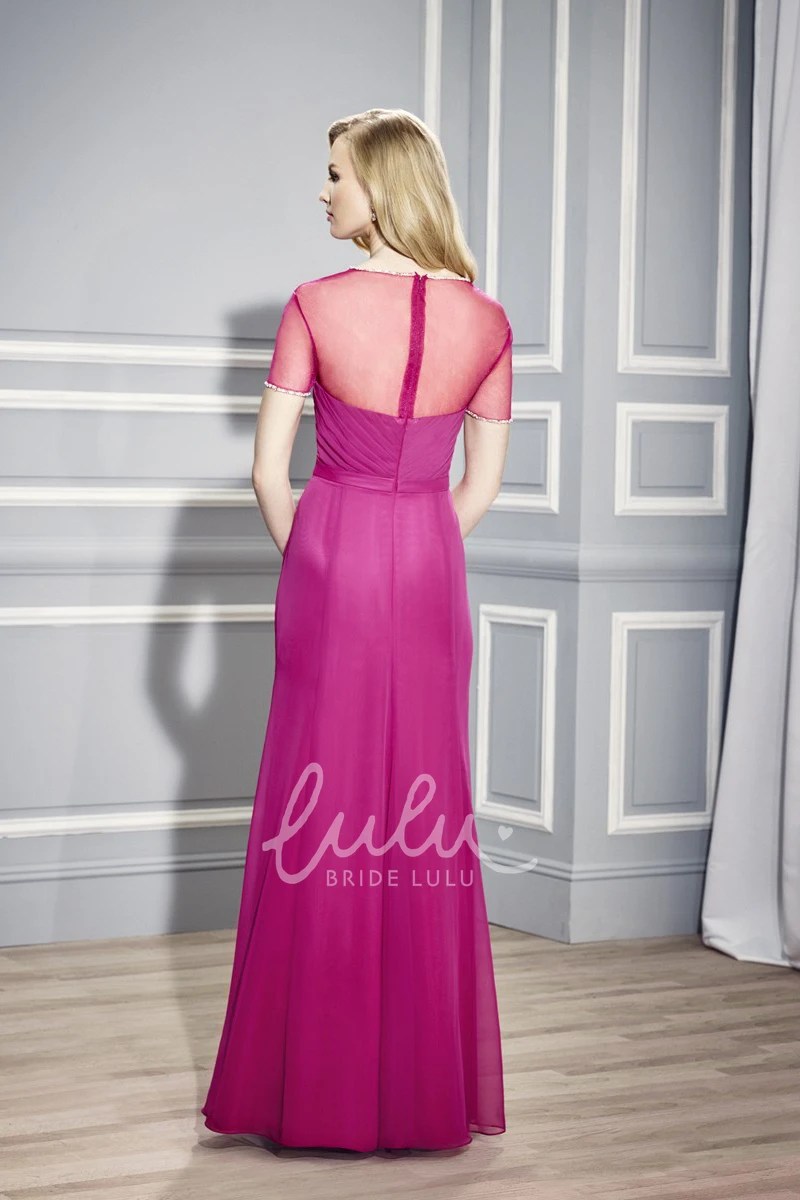 Square Neck Criss-Cross Short Sleeve Jersey Mother Of The Bride Dress Modern Formal Dress