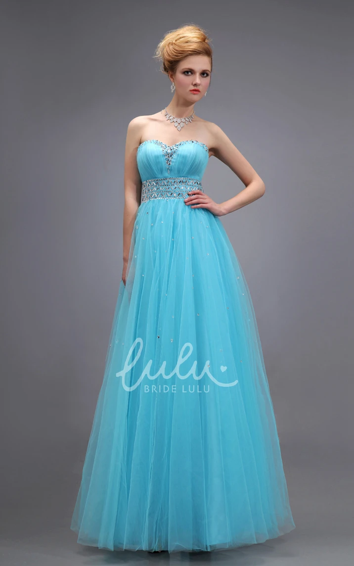 Empire Beaded Tulle Formal Dress with Pleats and Sweetheart Neckline