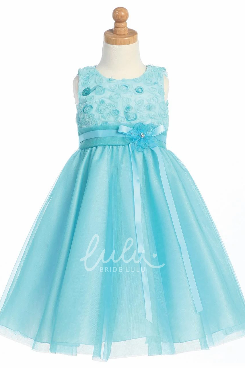Embroidered Tulle Tiered Wedding Flower Girl Dress