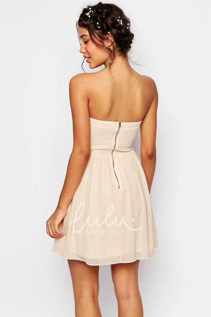 Sweetheart Ruched Chiffon Bridesmaid Dress Sleeveless Short