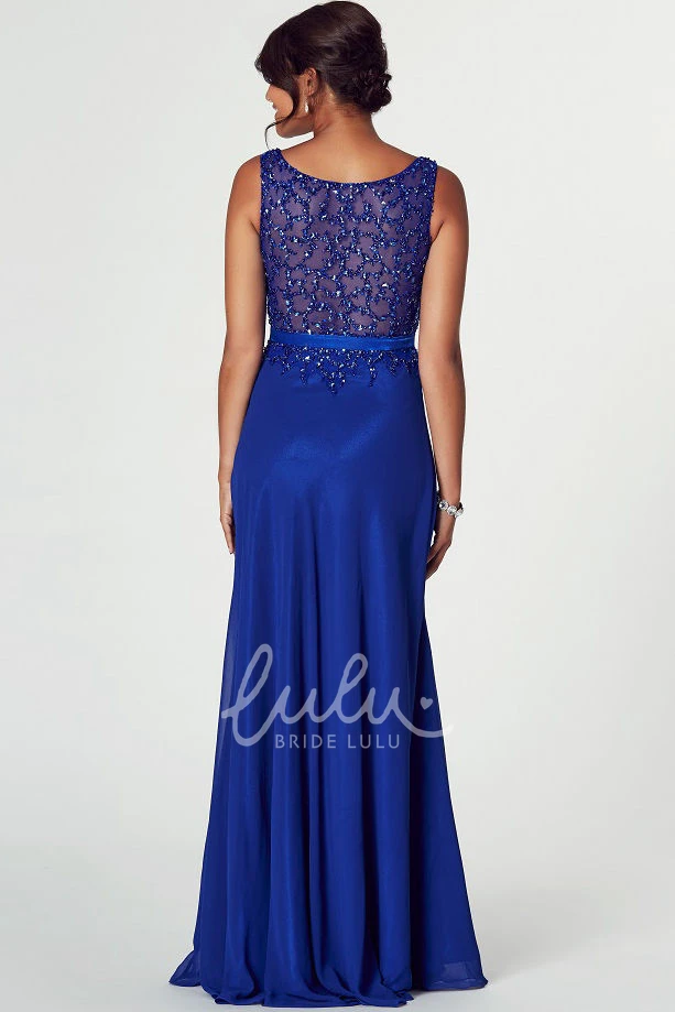 Beaded Sleeveless Mermaid Prom Dress with Bateau Neckline
