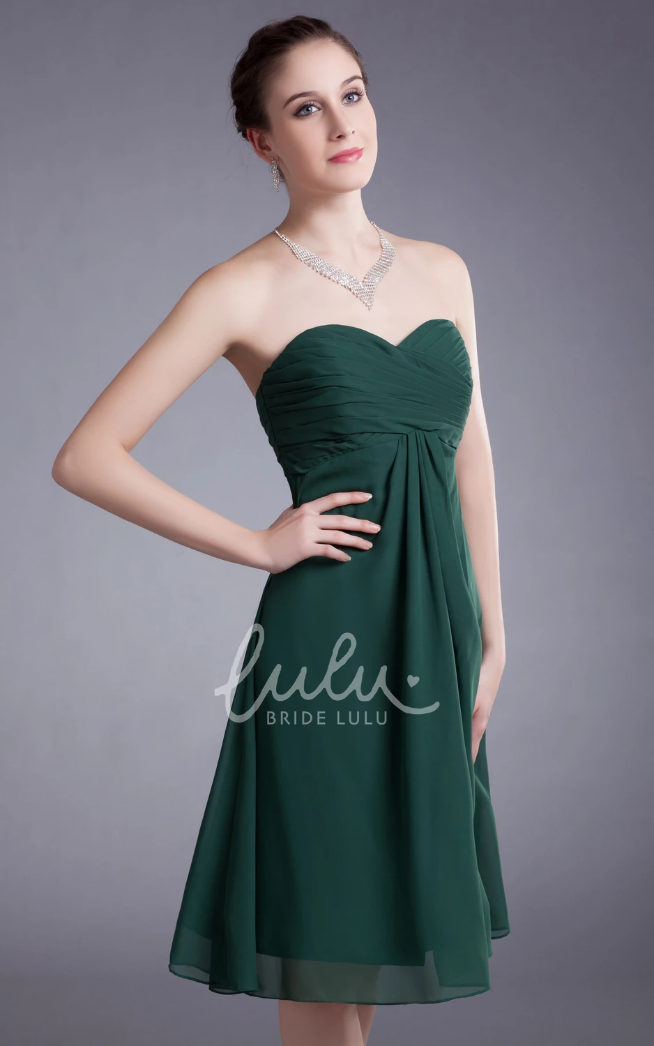 A-Line Knee Length Chiffon Prom Dress with Draping and Ruching Elegant Prom Dress 2025