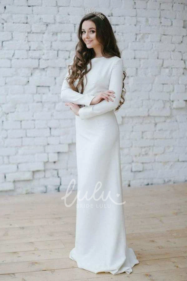 Sheath Dress with Appliqued Waist Bateau Long Sleeve Classic