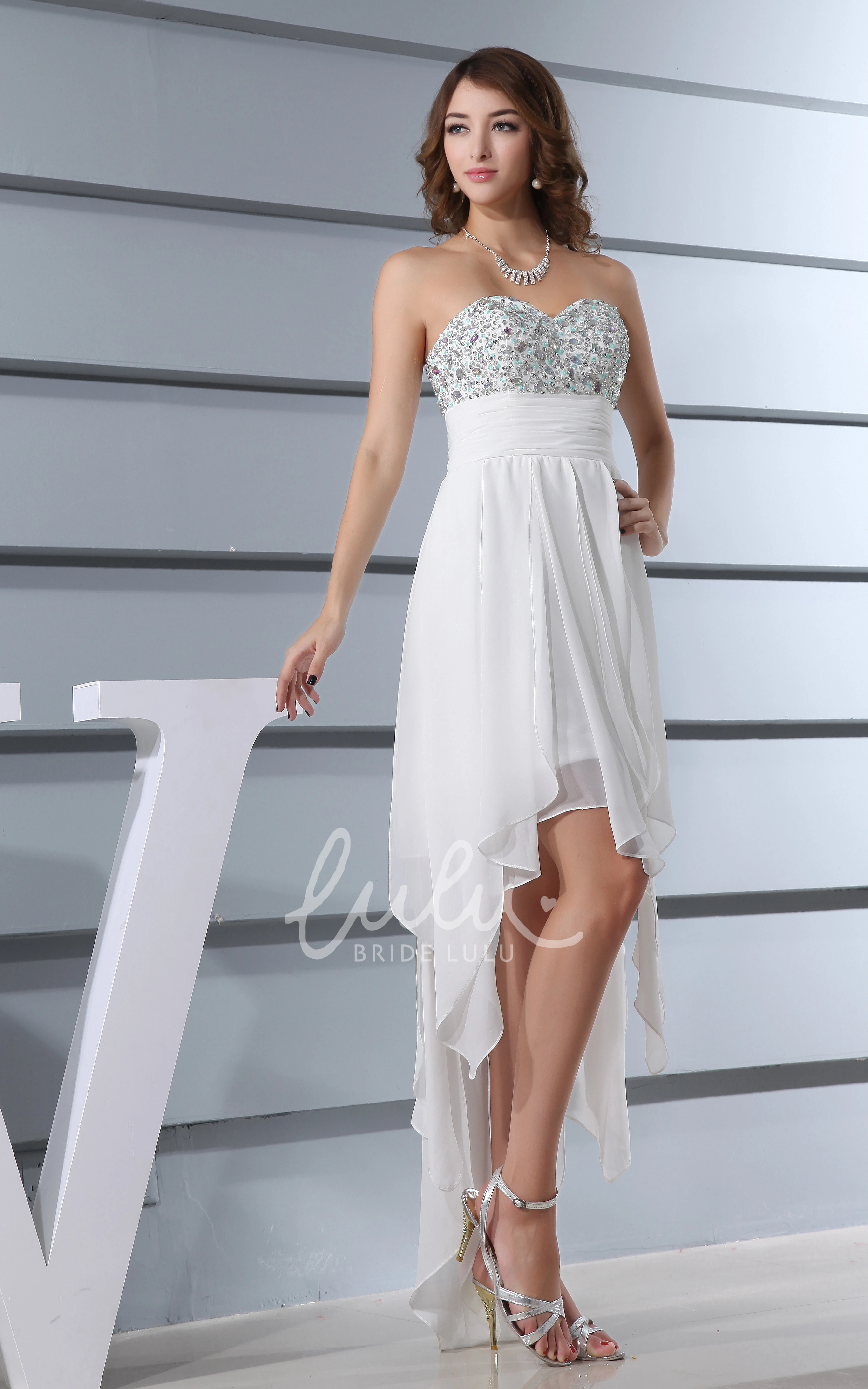 Beaded High-Low Prom Dress with Sweetheart Neckline Prom Dress 2025 Women