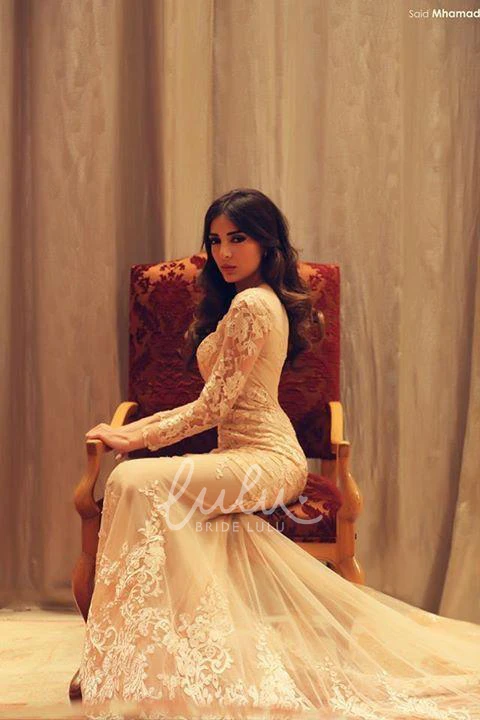 Long Sleeve Lace Appliques Mermaid Evening Dress Sweep Train 2025