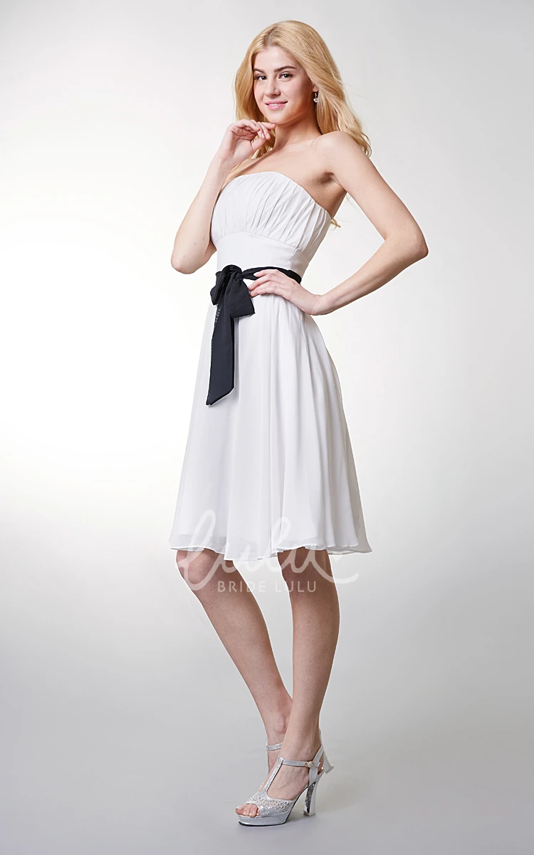 Empire Strapless Bridesmaid Dress with Bow in Chiffon