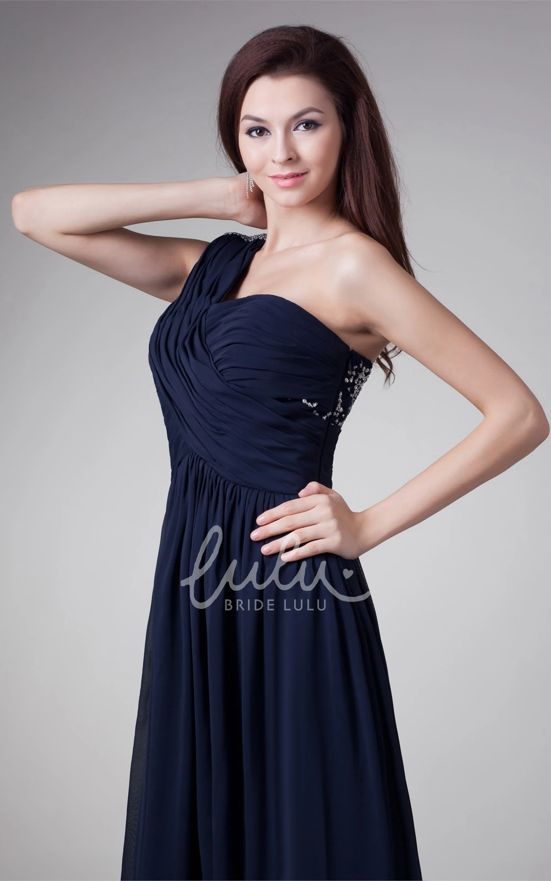 A-Line Chiffon Maxi Formal Dress Crystal Detailing Bridesmaid Dress