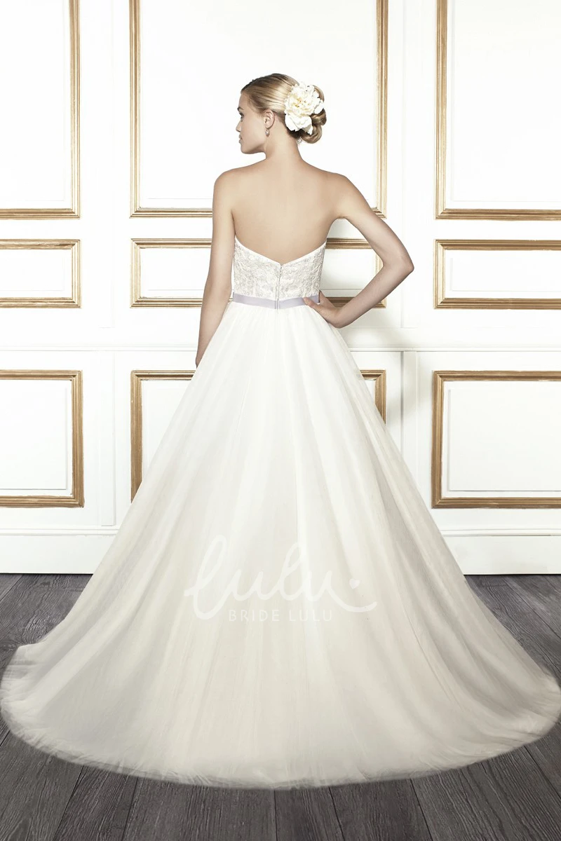 Sweetheart Ball Gown Wedding Dress with Deep-V Back Tulle