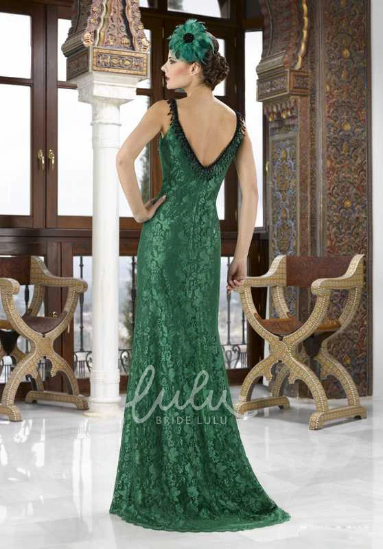 Lace Appliqued Brush Train Mother Of The Bride Dress Sleeveless Strapped