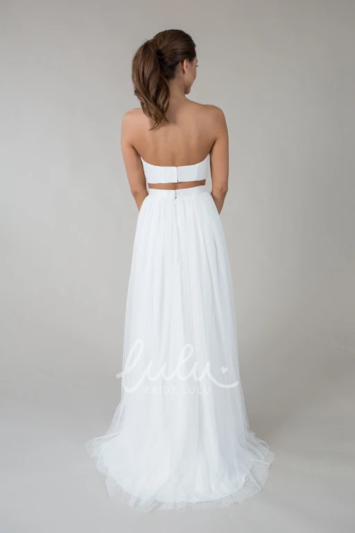 Floor-Length Sweetheart Tulle Wedding Dress With Zipper Tulle Floor-Length Sweetheart Wedding Dress