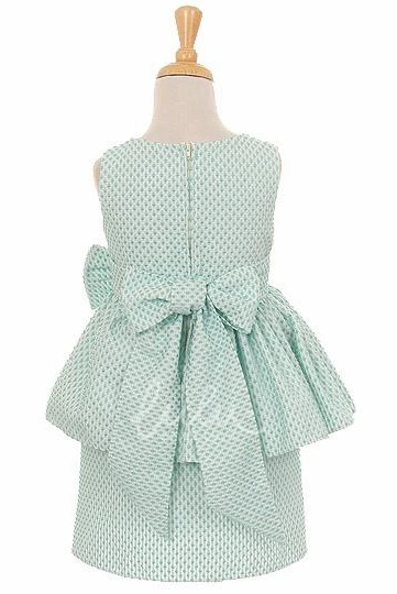 Peplum Knee-Length Flower Girl Dress Bowed