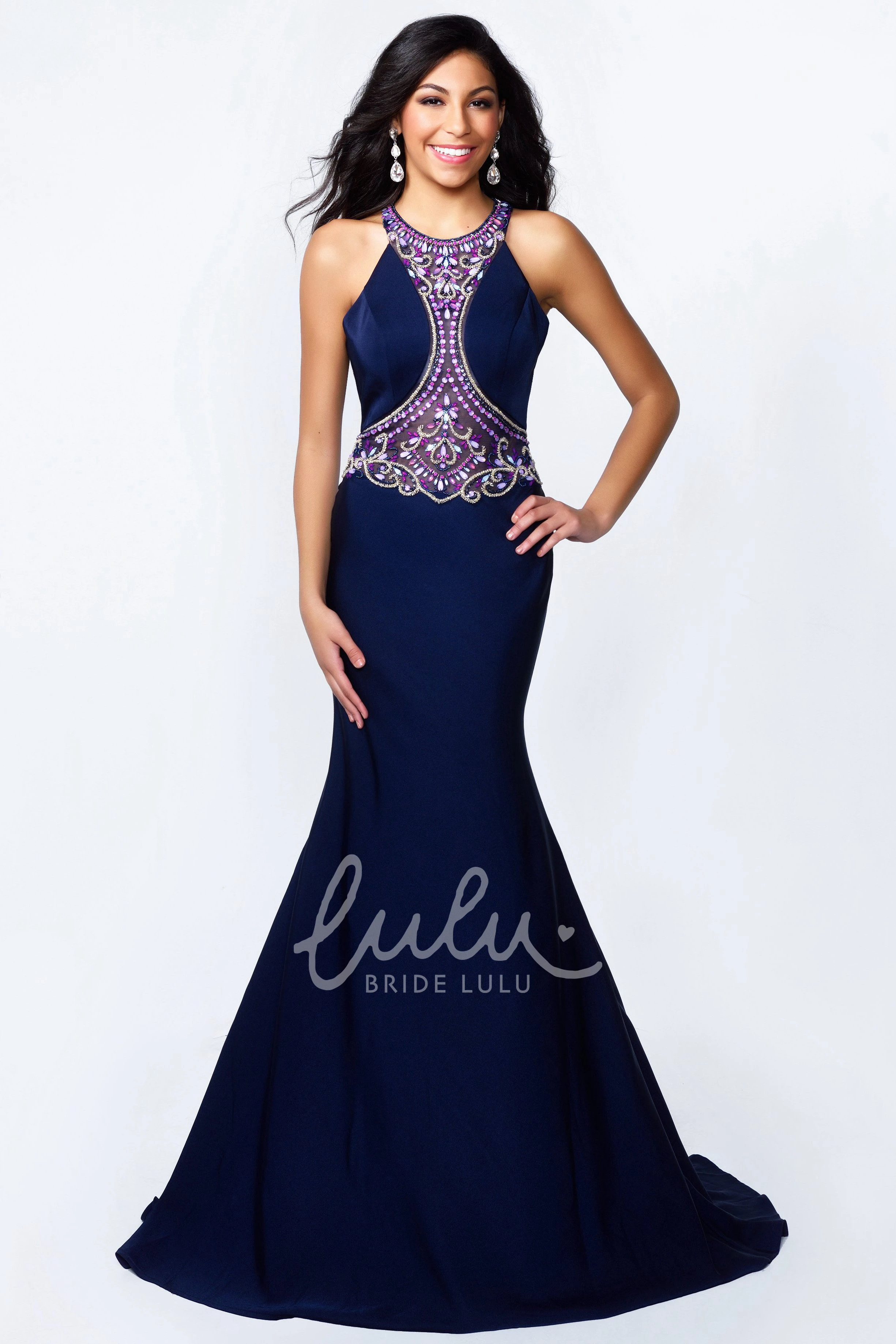 Sleeveless Sheath Jersey Formal Dress with Beading Detail
