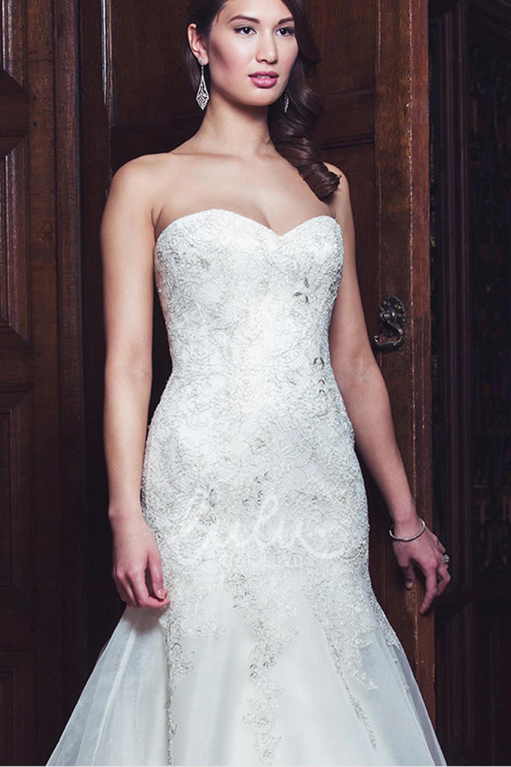 Lace Sweetheart Trumpet Wedding Dress with Appliques Floor-Length